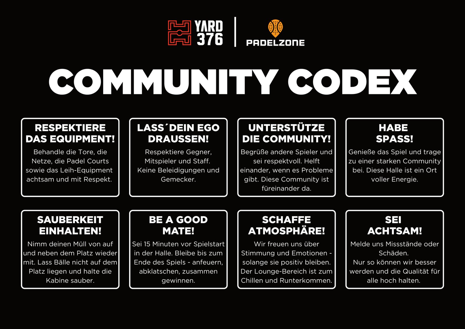YARD 376 Community Code - die wichtigsten Regeln auf einen Blick
